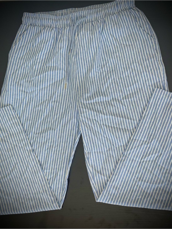Pants - Light Blue and White Striped Drawstring Pants 🐝